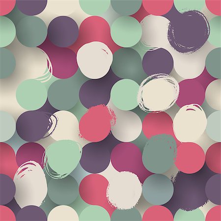 Seamless flat paper circles background with brush strokes in retro colors Stock Photo - Budget Royalty-Free & Subscription, Code: 400-08530801