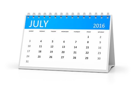 simsearch:400-08072406,k - A blue table calendar for your events 2016 july Stock Photo - Budget Royalty-Free & Subscription, Code: 400-08530997