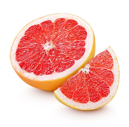 simsearch:400-08967896,k - Half grapefruit citrus fruit with slice isolated on white with clipping path Photographie de stock - Aubaine LD & Abonnement, Code: 400-08531057