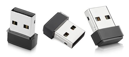 simsearch:400-04730368,k - Set of Wi-Fi wireless USB adapters isolated on white with clipping path Stock Photo - Budget Royalty-Free & Subscription, Code: 400-08531061