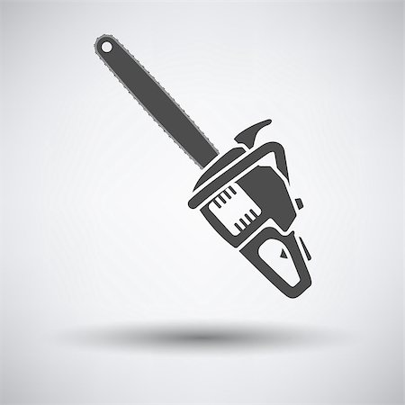 simsearch:400-08531083,k - Chain saw icon on gray background with round shadow. Vector illustration. Stock Photo - Budget Royalty-Free & Subscription, Code: 400-08531075