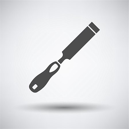 simsearch:400-08531083,k - Chisel icon on gray background with round shadow. Vector illustration. Stock Photo - Budget Royalty-Free & Subscription, Code: 400-08531090