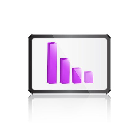 simsearch:400-06952963,k - Portable Tablet with Bar Graph on Screen. Vector Illustration Isolated on White Background Stock Photo - Budget Royalty-Free & Subscription, Code: 400-08531156