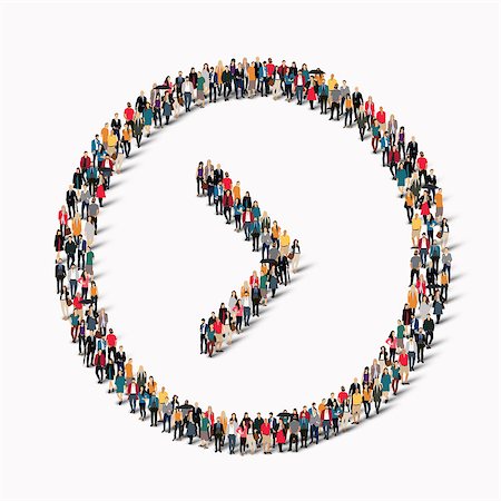 A large group of people in the shape of an arrow direction. illustration Stock Photo - Budget Royalty-Free & Subscription, Code: 400-08531404