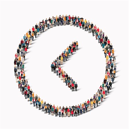 A large group of people in the shape of an arrow direction. illustration Stock Photo - Budget Royalty-Free & Subscription, Code: 400-08531405