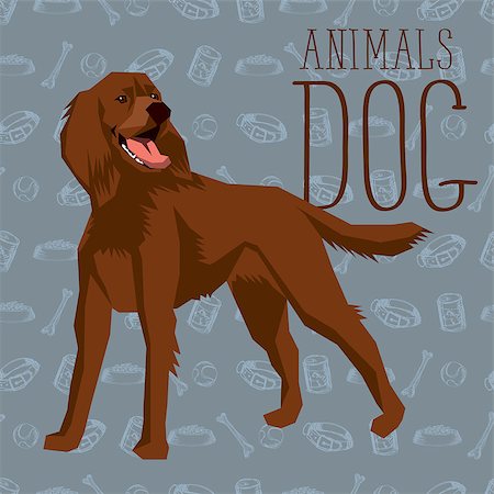 simsearch:400-08346248,k - Vector geometric dogs collection with seamless background. Irish Setter Stock Photo - Budget Royalty-Free & Subscription, Code: 400-08531445