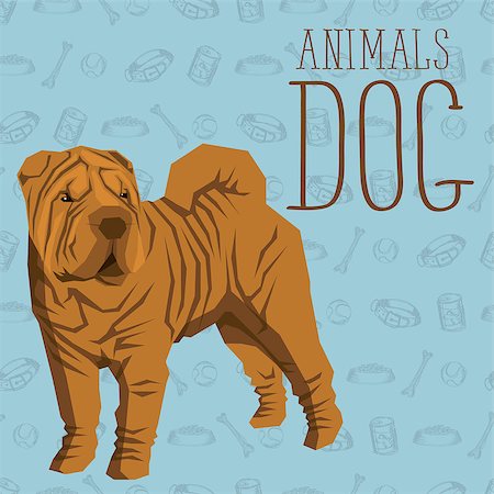 simsearch:400-08346248,k - Vector geometric dogs collection with seamless background. Shar Pei Fotografie stock - Microstock e Abbonamento, Codice: 400-08531446