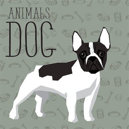 simsearch:400-08346248,k - Vector geometric dogs collection with seamless background. French Bulldog Stock Photo - Budget Royalty-Free & Subscription, Code: 400-08531447