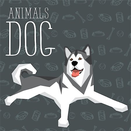 simsearch:400-08346248,k - Vector geometric dogs collection with seamless background. Alaskan Malamute Stock Photo - Budget Royalty-Free & Subscription, Code: 400-08531440