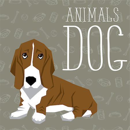 simsearch:400-08346248,k - Vector geometric dogs collection with seamless background. Basset Hound Stock Photo - Budget Royalty-Free & Subscription, Code: 400-08531443