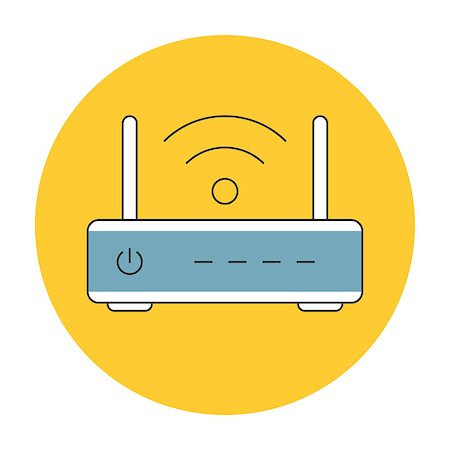 Wifi router outline icon flat. Wifi wireless internet sign Stock Photo - Budget Royalty-Free & Subscription, Code: 400-08531492