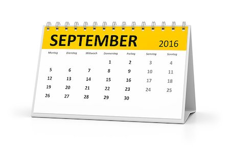 simsearch:696-03397950,k - A german language table calendar for your events 2016 september Stock Photo - Budget Royalty-Free & Subscription, Code: 400-08531604