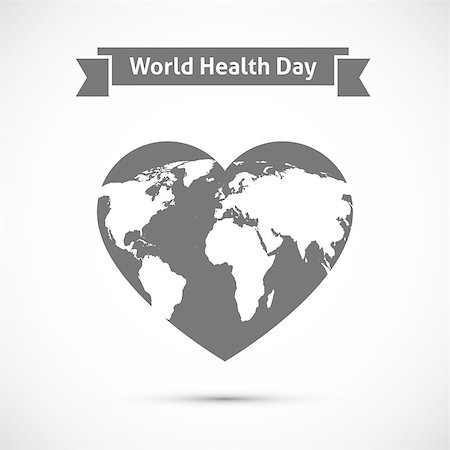 Earth map on heart. World health day concept Stock Photo - Budget Royalty-Free & Subscription, Code: 400-08532060