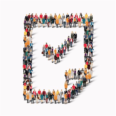 A large group of people in the shape of a document. illustration. Stock Photo - Budget Royalty-Free & Subscription, Code: 400-08532084