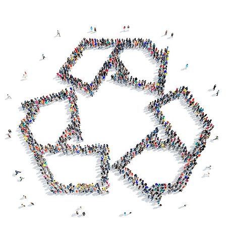 A large group of people in the shape of an arrow, recucled , icon , isolated on white background, 3D illustration. Photographie de stock - Aubaine LD & Abonnement, Code: 400-08532088