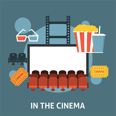 simsearch:400-08013198,k - Watching a movie in the cinema. Flat style design Foto de stock - Super Valor sin royalties y Suscripción, Código: 400-08532096