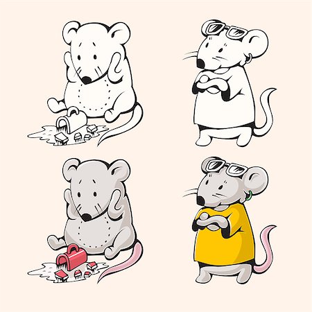 simsearch:400-08532792,k - Illustration of funny cartoon mice. Hand-drawn illustration. Vector. Photographie de stock - Aubaine LD & Abonnement, Code: 400-08532267
