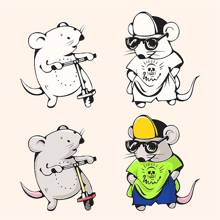 simsearch:400-08159172,k - Illustration of funny cartoon mice. Hand-drawn illustration. Vector. Photographie de stock - Aubaine LD & Abonnement, Code: 400-08532263