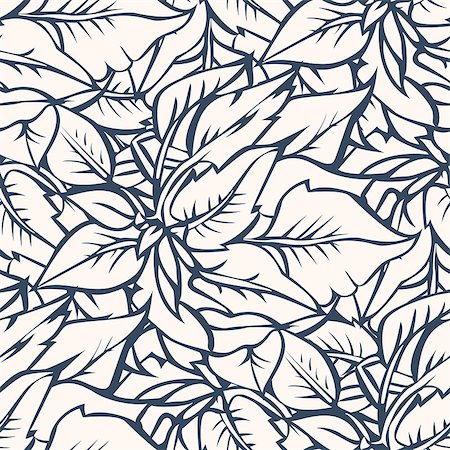 simsearch:400-08157798,k - Black and white seamless pattern with leaves.  Hand-drawn illustration. Vector. Stock Photo - Budget Royalty-Free & Subscription, Code: 400-08532320