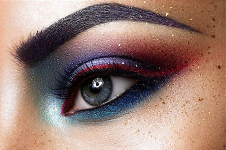 simsearch:400-08096297,k - Close-up of beautiful womanish eye. Colored eyeshadows Stock Photo - Budget Royalty-Free & Subscription, Code: 400-08532348