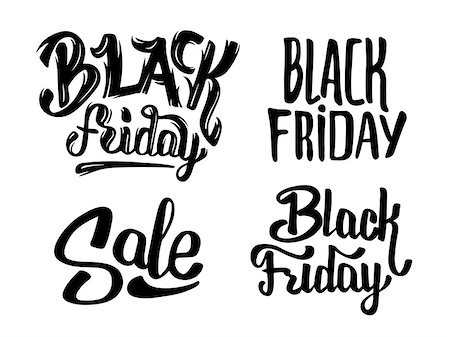 simsearch:400-08255059,k - Black Friday Sale stickers set isolated on white. Typography, lettering and calligraphic design elements. Poster or banner for biggest sale. Vector illustration. Black Friday announcement background. Photographie de stock - Aubaine LD & Abonnement, Code: 400-08532528
