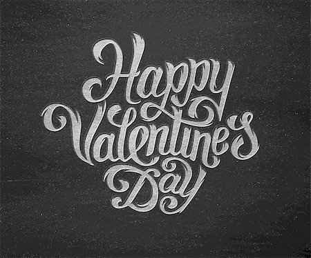 simsearch:400-08818102,k - Happy Valentines Day text typography greetings on black chalkboard. Handdrawn inscription for 14 february greeting cards. Vector illustration. Vintage chalk lettering on blackboard for Valentines Day Stock Photo - Budget Royalty-Free & Subscription, Code: 400-08532535