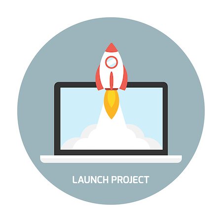 rocket flames - Rocket launch from the laptop. Startup business concept Photographie de stock - Aubaine LD & Abonnement, Code: 400-08532574
