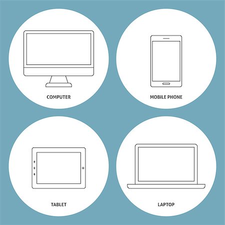 simsearch:400-07309242,k - Set of electronic outline icons. Digital modern devices set Stock Photo - Budget Royalty-Free & Subscription, Code: 400-08532584