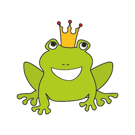simsearch:400-08939543,k - Prince or princess frog with crown vector illustration isolated on white background Stock Photo - Budget Royalty-Free & Subscription, Code: 400-08532601