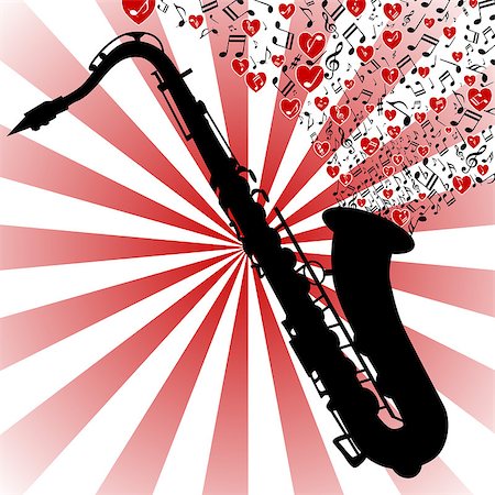 simsearch:400-03910203,k - Illustration saxophone playing romantic music as a symbol of love. Foto de stock - Super Valor sin royalties y Suscripción, Código: 400-08532602