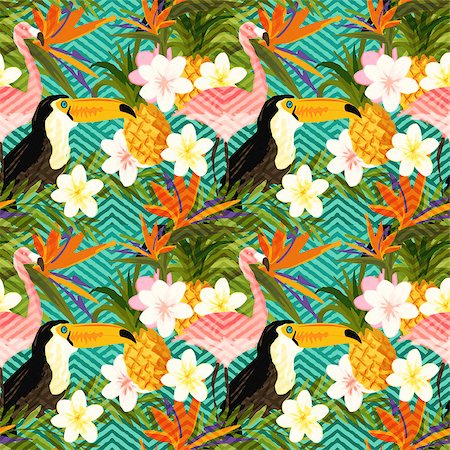 surf flower design - Tropical Geometric Summer. Tropical summer abstract seamless pattern background. Stock Photo - Budget Royalty-Free & Subscription, Code: 400-08532682