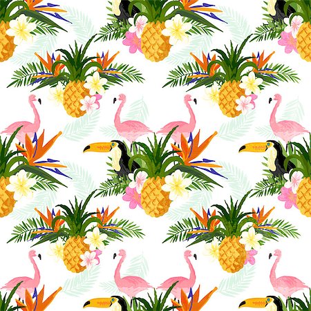 surf flower design - Seamless Tropical Pattern. Tropical summer seamless pattern background. Stock Photo - Budget Royalty-Free & Subscription, Code: 400-08532919