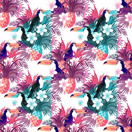 fabric bird - Tropical Abstract Background Vector. Seamless background illustration. Stock Photo - Budget Royalty-Free & Subscription, Code: 400-08533017