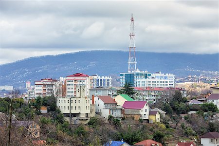 Houses on the background of mountains. Sochi. Russia Stock Photo - Budget Royalty-Free & Subscription, Code: 400-08533040
