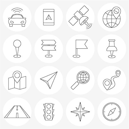 simsearch:400-08807052,k - Navigation line icons. Locations and orientation icons concept Stock Photo - Budget Royalty-Free & Subscription, Code: 400-08533310