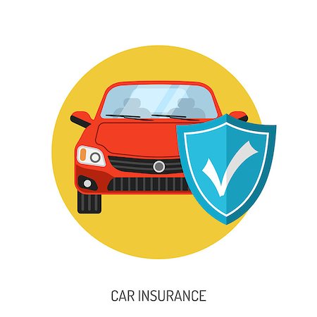 simsearch:400-08955759,k - Car Insurance Flat Icon for Web Site, Advertising with Shield. Photographie de stock - Aubaine LD & Abonnement, Code: 400-08533598