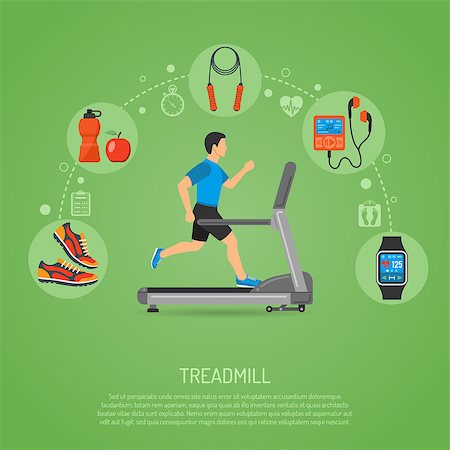 simsearch:400-07976328,k - Fitness, Cardio, Healthy Lifestyle Concept with Runner on Treadmill Icons for Mobile Applications, Web Site, Advertising. Foto de stock - Royalty-Free Super Valor e Assinatura, Número: 400-08533613