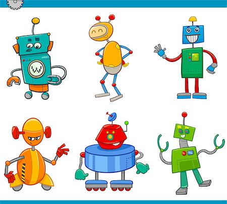 simsearch:400-08813093,k - Cartoon Illustration of Robots or Droids Fantasy Characters Set Stockbilder - Microstock & Abonnement, Bildnummer: 400-08554078