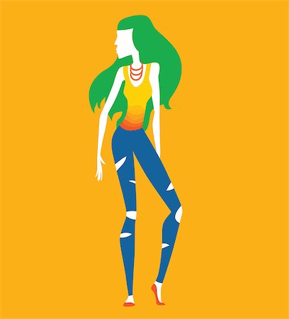 simsearch:400-08378212,k - Fashion shopping girl vector illustration. Fashion shopping girl isolated on white background. Fashion shopping girl vector icon illustration. Fashion shopping girl isolated vector. Girls silhouette Stock Photo - Budget Royalty-Free & Subscription, Code: 400-08554089