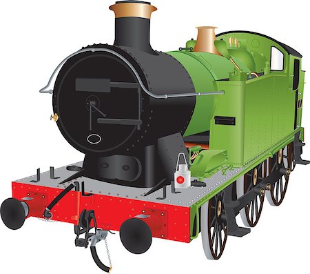 simsearch:400-06100704,k - A Green and Black Steam Shunting Locomotive isolated on white Fotografie stock - Microstock e Abbonamento, Codice: 400-08554101