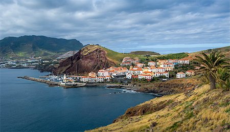 steffus (artist) - Panoramic view of Canical small town, lighthouse and yacht marina. East coast of Madeira island, Portugal. Fotografie stock - Microstock e Abbonamento, Codice: 400-08554213