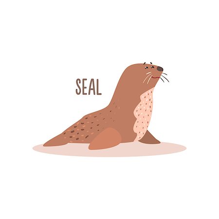 simsearch:400-08507283,k - Seal Drawing For Arctic Animals Collection Of Flat Vector Illustration In Creative Style On White Background Fotografie stock - Microstock e Abbonamento, Codice: 400-08554292