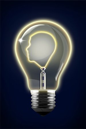Concept Illustration of Human Face Inside Lightbulb Stock Photo - Budget Royalty-Free & Subscription, Code: 400-08554324