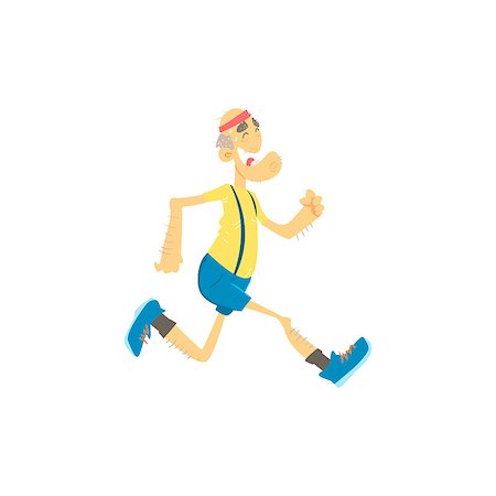 Old Man Jogging Cute Cartoon Style Isolated Flat Vector Illustration On White Background Stock Photo - Budget Royalty-Free & Subscription, Code: 400-08554556