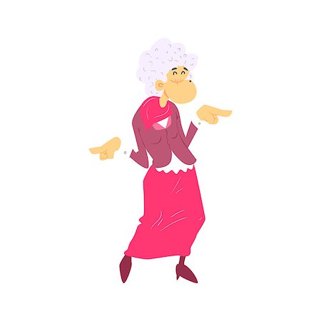 Old Woman Fashionista Cute Cartoon Style Isolated Flat Vector Illustration On White Background Stock Photo - Budget Royalty-Free & Subscription, Code: 400-08554561