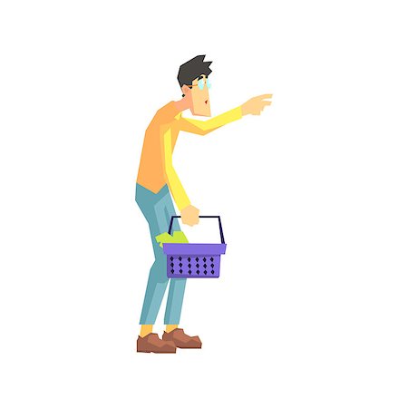simsearch:400-08554585,k - Man Taking Something From The Shelf Flat Isolated Vector Illustration in Cartoon Geometric Style On White Background Stock Photo - Budget Royalty-Free & Subscription, Code: 400-08554577