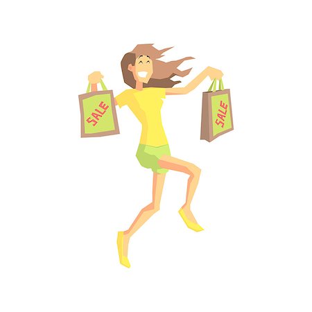 drawing of a supermarket - Girl Happy On Sale Flat Isolated Vector Illustration in Cartoon Geometric Style On White Background Stock Photo - Budget Royalty-Free & Subscription, Code: 400-08554584