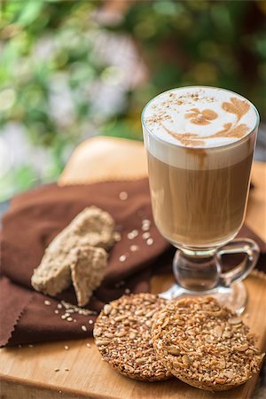 simsearch:400-06142439,k - coffee latte cup with cookies closeup Stock Photo - Budget Royalty-Free & Subscription, Code: 400-08554669