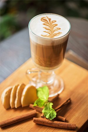 simsearch:400-06142439,k - coffee with ginger cinnamon and mint closeup Stock Photo - Budget Royalty-Free & Subscription, Code: 400-08554670