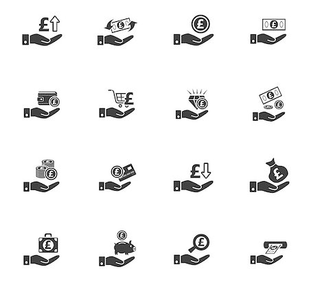 pound coin symbols - hand and money web icons for user interface design Stock Photo - Budget Royalty-Free & Subscription, Code: 400-08554681
